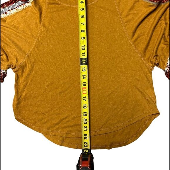 Cropped mustard yellow boho flared 3/4 sleeve autumn fall colors - Picture 4 of 15